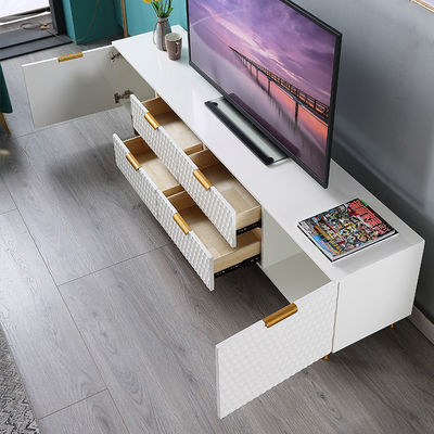میز و کابینت تلویزیون وسط اتاق نشیمن سنگ مرمر آهنی لوکس شکل بلند