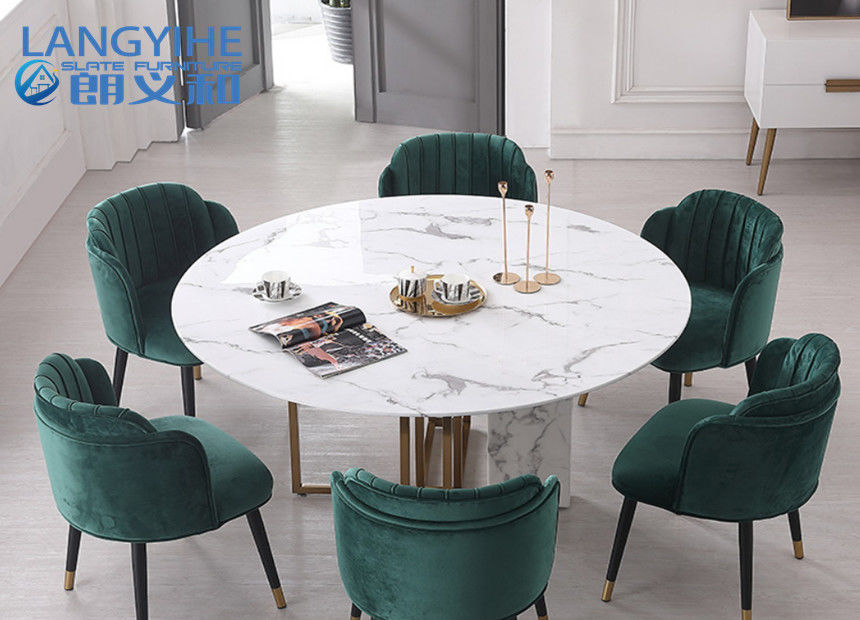 میز ناهار خوری مینیمالیستی Odm Circle Marble ترکیبی Nordic ارتفاع 75 سانتی متر