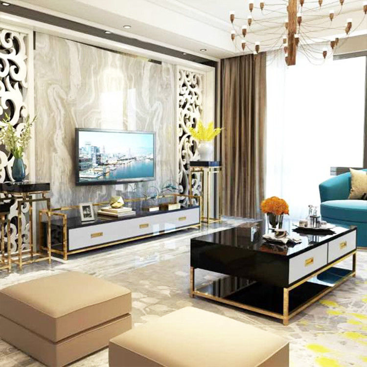 حباب EPE کابینت تلویزیون لوکس مبلمان اتاق نشیمن قاب فولادی ضد زنگ